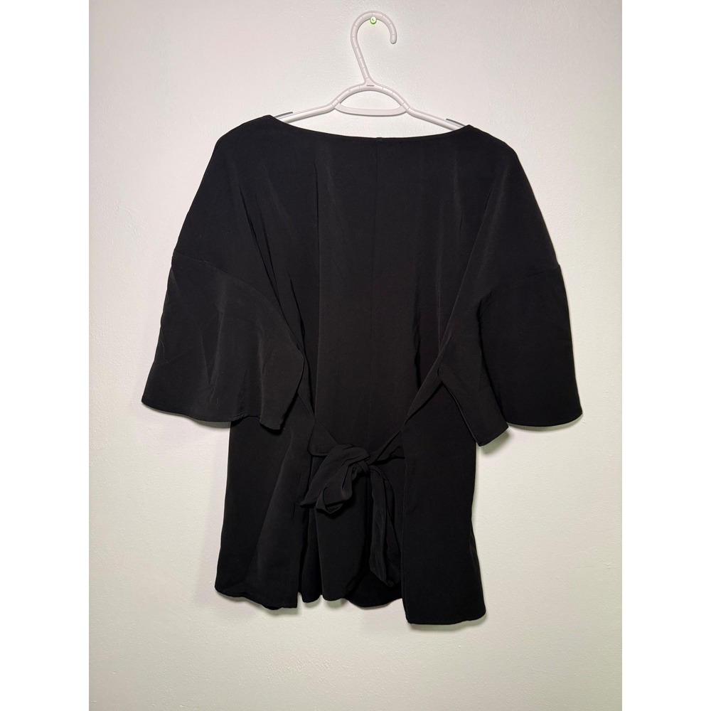 ELOQUII Black Bell Sleeve Tie Back Top Tunic Shirt Womens‎ 18 Career Minimalist - Picture 5 of 9